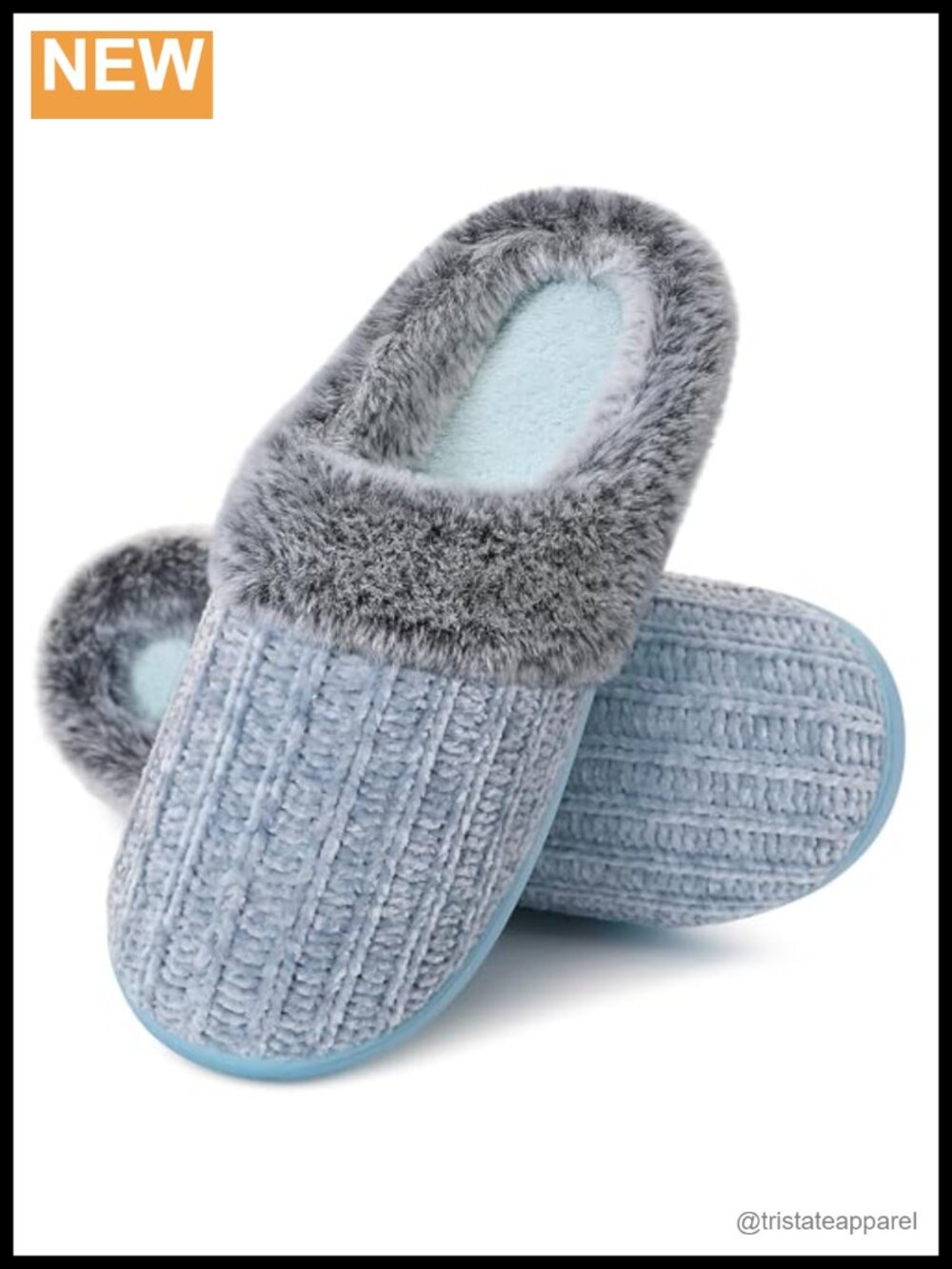 Womens Memory Foam Fuzzy Slippers Knit Wool-Like Lined House Shoes